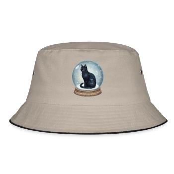 Cosmic Cat in Snow Globe Schneekugel Katze - Bucket Hat - khaki/black - Front