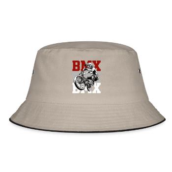 BMX Rider Jump Action Design - Bucket Hat - Khaki/Schwarz - Vorne
