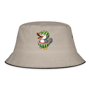 Cute Cartoon Duck Penguin Bird Melon Summer Joy - Bucket Hat - khaki/black - Front