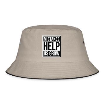 Mistakes Help Us Grow Funny Motivational Growth - Bucket Hat - khaki/black - Front