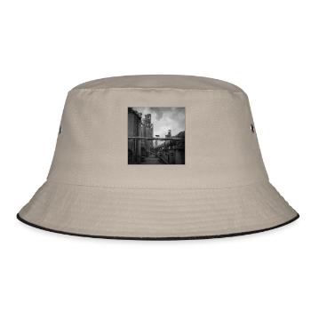 Wolf Lost Place Black & White Art Animal Crime - Bucket Hat - khaki/black - Front