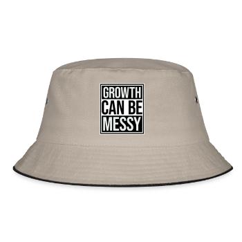 Growth Can Be Messy Personal Growth Quote Logo - Bucket Hat - khaki/black - Front