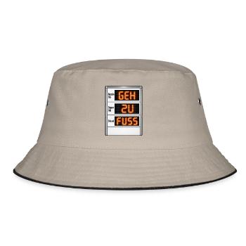 Lustiges Tankstellen Schild - Bucket Hat - Khaki/Schwarz - Vorne