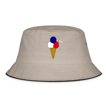 Französich France Flag Eiscreme - Bucket Hat - Khaki/Schwarz - Vorne