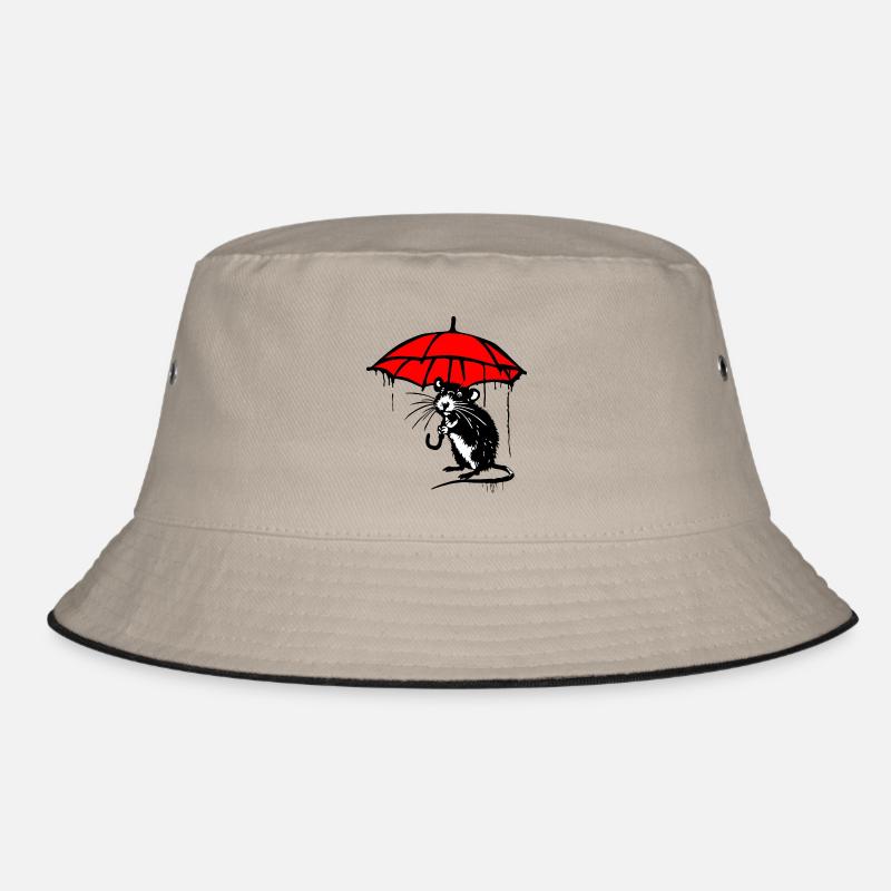 Rat with umbrella - Bucket Hat - khaki/black