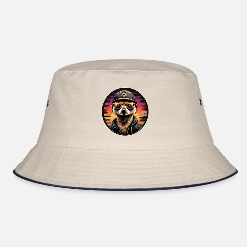 Cooles Erdmännchen mit Sonnenbrille und Basecap Bucket Hat