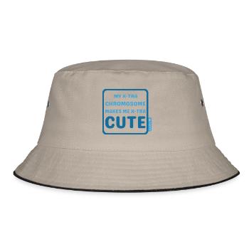 Down Syndrom - X-tra cute - petrol - Bucket Hat - Khaki/Schwarz - Vorne
