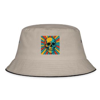 Explodierter Farbtopf Totenkopf - Bucket Hat - Khaki/Schwarz - Vorne