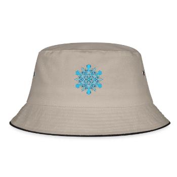 Schneeflocken Mandala - Bucket Hat - Khaki/Schwarz - Vorne