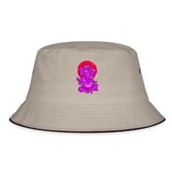 ganesha yoga india buddha god meditation elephant - Bucket Hat - khaki/black - Front