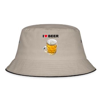I Love Beer - Bucket Hat - Khaki/Schwarz - Vorne