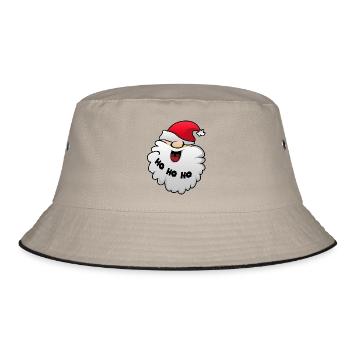 Weihnachtsmann Geschenk Santa Claus Nikolaus Xmas - Bucket Hat - Khaki/Schwarz - Vorne