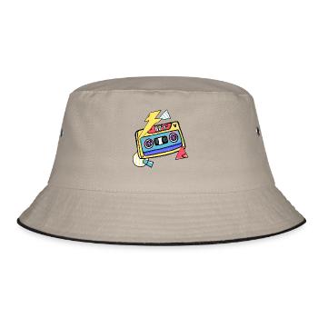 Kassette Musik 80s Geschenk Pop Style - Bucket Hat - Khaki/Schwarz - Vorne