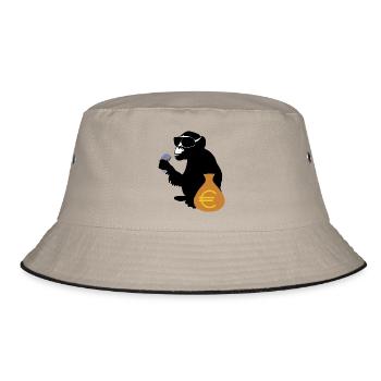 euro monkey - Bucket Hat - Khaki/Schwarz - Vorne