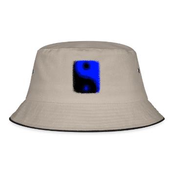 Yin Yang Black Blue Light & Dark Balance Pun - Bucket Hat - khaki/black - Front