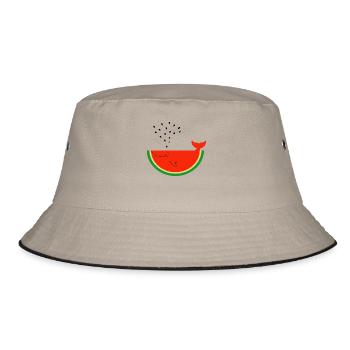 Watermelon Whale - Bucket Hat - Khaki/Schwarz - Vorne