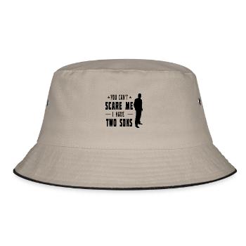 Father Dad Daddy 2 sons dad son sons shirt - Bucket Hat - khaki/black - Front