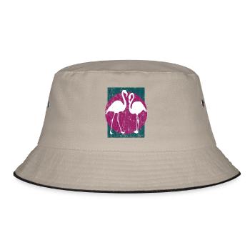 Flamingo couple - Bucket Hat - khaki/black - Front