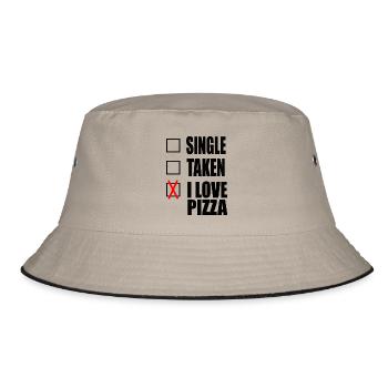 lustige Single Sprueche Spruch Pizza - Bucket Hat - Khaki/Schwarz - Vorne
