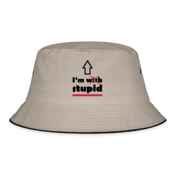 I'm with stupid - Bucket Hat - Khaki/Schwarz - Vorne