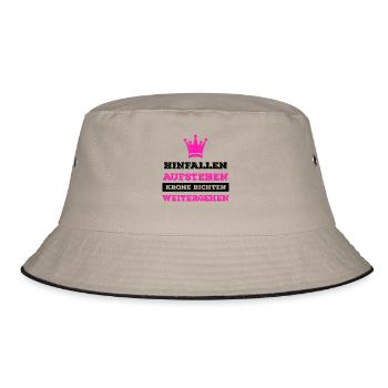 Fall, get up, check Crown, walk on - Bucket Hat - khaki/black - Front