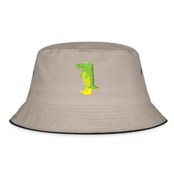 Kindermotiv Tiershirt grünes Krokodil Geschenkidee - Bucket Hat - Khaki/Schwarz - Vorne