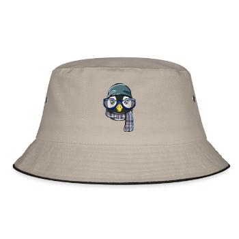 Hipster penguin - Bucket Hat - khaki/black - Front