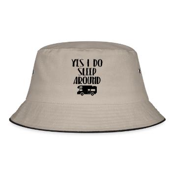 Yes I do sleep around b - Bucket Hat - Khaki/Schwarz - Vorne