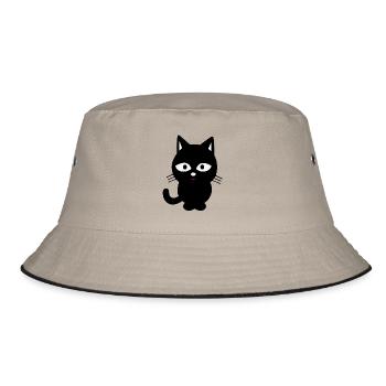 schwarze Katze - Bucket Hat - Khaki/Schwarz - Vorne