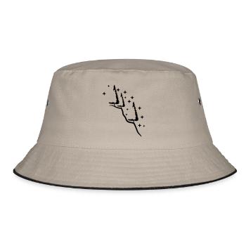 fir hillside fir tree stars night merry chr - Bucket Hat - khaki/black - Front