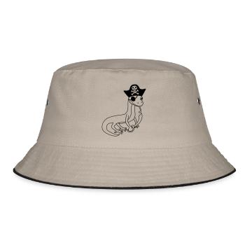 gecko pirate sailor capitaen seaman seebaer sc - Bucket Hat - khaki/black - Front