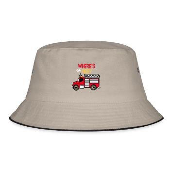 Where is the fire fire truck fire brigade boy - Bucket Hat - khaki/black - Front