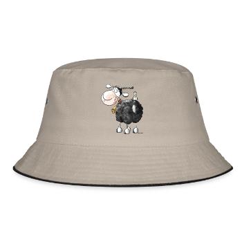 Funny Curly Sheep - Cartoon - Bucket Hat - khaki/black - Front