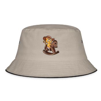 Holz Pferd Schaukelpferd Katze Kätzchen Geschenk - Bucket Hat - Khaki/Schwarz - Vorne