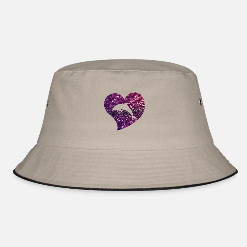 Delfin Herz - Bucket Hat - Khaki/Schwarz