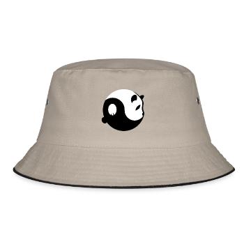 Yin Yang Panda - Bucket Hat - Khaki/Schwarz - Vorne