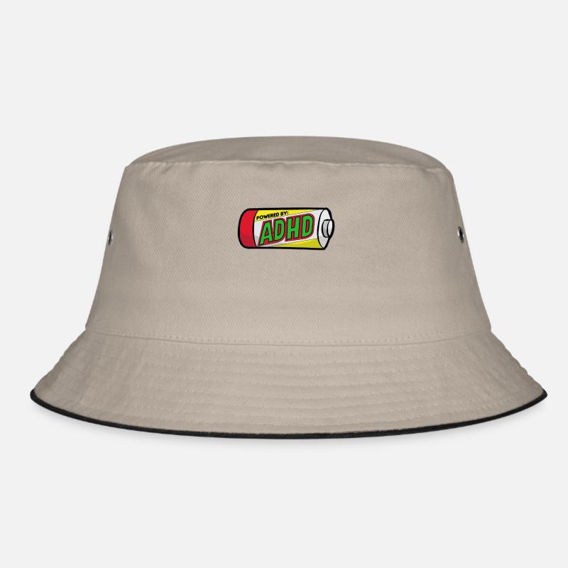 ADHD ADS ADHS Aufmerksamkeit Defizit Hyperaktiv - Bucket Hat - Khaki/Schwarz