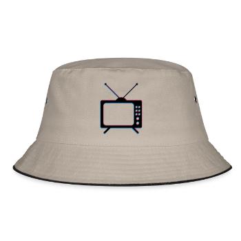 3d tv tv retro antenna screen television - Bucket Hat - khaki/black - Front