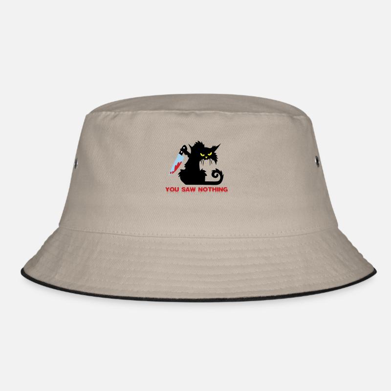 Mörderische schwarze Katze mit Messer Verdächtig Bucket Hat