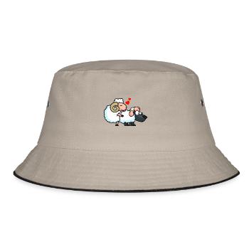 Wolf Schaf Liebe Lustig - Bucket Hat - Khaki/Schwarz - Vorne