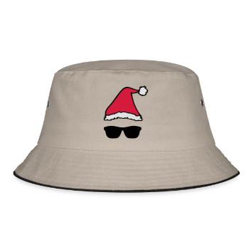Christmas Hat Sunglasses Xmas Shades - Bucket Hat - khaki/black - Front
