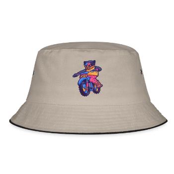 Cat Motorsport Motocross Adrenaline Animal Gift - Bucket Hat - khaki/black - Front