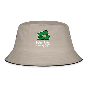 T-Rex hates doing CPR first aid nurse - Bucket Hat - khaki/black - Front