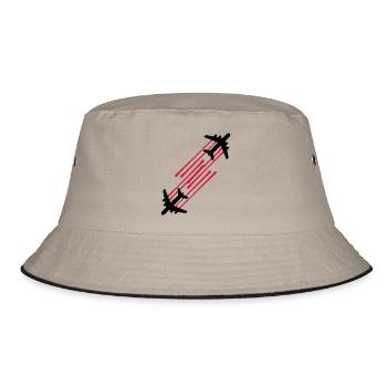 2 blood drops chemtrails graffiti stamp line airpl - Bucket Hat - khaki/black - Front
