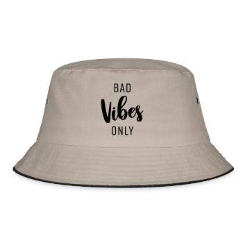 BAD VIBES ONLY - Bucket Hat - Khaki/Schwarz - Vorne