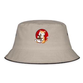 Ramen cat - Bucket Hat - khaki/black - Front