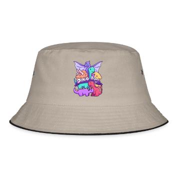 Dinoday dinosaurs family animals children - Bucket Hat - khaki/black - Front