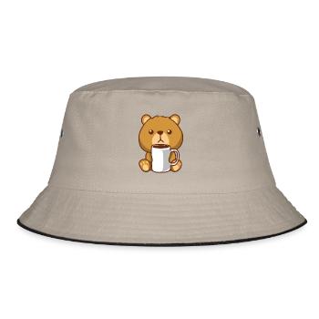 Braunbär Bär Kaffee Bärchen - Bucket Hat - Khaki/Schwarz - Vorne