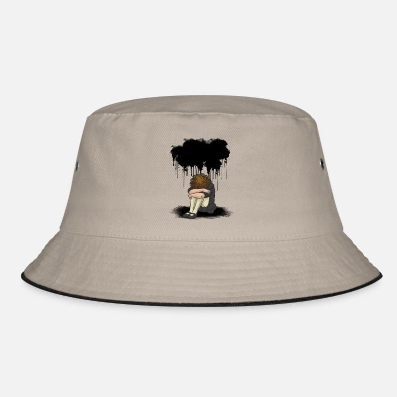 Trauriges Mädchen schwarz Wolke Depression Bucket Hat
