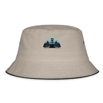Frisbee Golf, Frisbee Golf blöder Baum, Korb - Bucket Hat - Khaki/Schwarz - Vorne